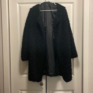 Black fuzzy jacket, long